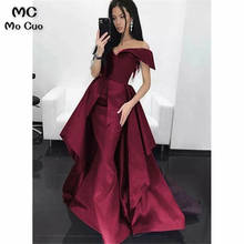 Mermaid Burgundy Off the Shoulder Prom Dresses with Train Hard Satin Evening Party Dress vestido Prom Gown Customize 2024 - buy cheap