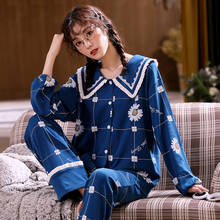 Soft Cotton Women's Pajamas Set Long Sleeve Girl Casual Women Sleepwear Leisure Outerwear Sleepwear Pyjamas Nightwear Big Yards 2024 - buy cheap