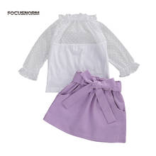 FOCUSNORM-Conjunto de ropa para niña, jersey de manga larga con volantes de encaje, Tops, faldas de línea en a púrpura, 1-5 años, 2 uds. 2024 - compra barato