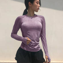 Leoq-camisa de manga longa feminina, camiseta elástica para ginástica e fitness, de alta elasticidade, manga de dedo, esportes, malhação 2024 - compre barato