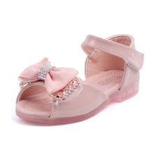 Sandalias de verano para niñas, zapatos brillantes con lazo, a la moda, talla 22-31 2024 - compra barato