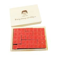 40 Pcs/set Kawaii Diary Pattern Wooden Rubber Stamp Set Craft Stamps for Scrapbooking 2024 - buy cheap