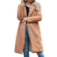 Women Winter Faux Fleece Long Sleeve Lapel Warm Coat Jacket Open Front Overcoat Long Cardigan Coat Warm Winter Outwear Jackets 2024 - buy cheap