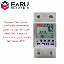 63A 230V Display Adjustable Current Earth Leakage Protection Over Under Voltage Protector Relay Device Energy Power kWh Meter 2024 - buy cheap