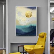 Montanha mar sol estrelado pássaro concepção abstração arte cartaz da lona pintura abstrata impressão parede imagem para sala de estar decoração 2024 - compre barato