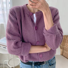 Knitted Cardigan Women Korean Casual Green Long Sleeve Loose Cardigan Sweater Purple Pull Femme Nouveaute 2020 Sweter Mujer 2024 - buy cheap