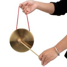 1 Set Hand Gong 10cm Hand Brass Copper Gongs Cymbals W/ Wooden Stick For Band Rhythm Percussion Kids Music Toys 2024 - buy cheap