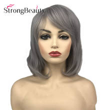Strongbeauty-peruca cinza ondulada, comprimento médio, peruca sintética feminina, resistente ao calor, cabelo natural 2024 - compre barato