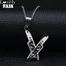 Fashion Dagger Face Stainless Steel Necklace for Women/Men Black Enamel Knife Necklaces & Pendants Jewelry Christmas Gift N1886 2024 - buy cheap