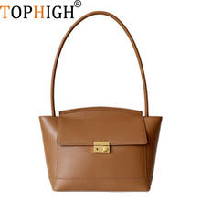 TOPHIGH Fashion Women Handbag Genuine Leather Under Arm Bag Top Handle Bag Ladies Retro Shoulder Bag Designer Clutch Handbag 2024 - buy cheap