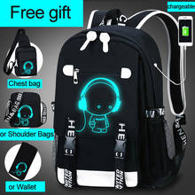 Student School Backpack 3D Luminous Animation USB Charge School bag for Teenager boy anti-theft children's backpack schoolbags 2024 - buy cheap