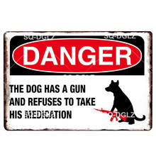 Danger Dogs Metal Sign Plaque Metal Vintage Decor Pub Bar Decoration Pet Tin Sign Plates Warning Poster Home Decor 2024 - buy cheap