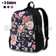 Mochila para escalada, florida, para atividades ao ar livre, bolsa para esportes, estilo vintage, rosa azul escuro, tendência de luxo, bege 2024 - compre barato