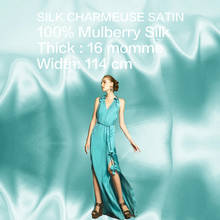CISULI SILK CHARMEUSE SATIN Fabric 114cm width 16momme Pure Silk Fabrics Soie Satin Dresses Material Color Collections 2024 - buy cheap