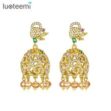 LUOTEEMI Indian Big Drop Earrings for Women Cubic Zircon Exquisite Tassel Fashion Jewelry Wedding Party Christmas Gifts Brincos 2024 - buy cheap