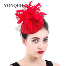 Pasador de pelo rojo con plumas para mujer, accesorios para el cabello para mujer, vestido Formal, tocado para fiesta de cóctel 2024 - compra barato