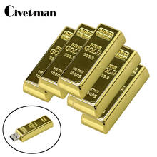 USB Flash Drive 128GB Latest Metal Bullion Gold Bar USB 2.0 Flash Drive 256GB Cle USB Memory Stick 8GB 16GB 32GB 64GB Pendrive 2024 - buy cheap