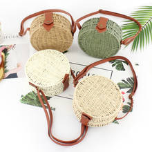 Women Summer Rattan Bag Round Straw Bags Handmade Woven Beach Cross Body Bag Circle Bohemia Handbag Bali Box Drop shipping Q4 2024 - buy cheap