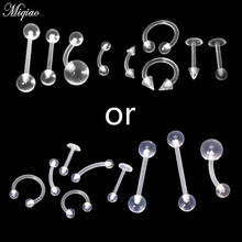 Miqiao-anel de piercing acrílico transparente, 9 peças, para umbigo, sobrancelha, língua, barra, nariz, conjunto de moda 2024 - compre barato