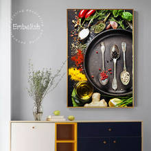Embelish растительное зерно ложка для специй большой настенный художественный постер для кухни домашний декор холст картина куадро скандинавский рисунок 2024 - купить недорого