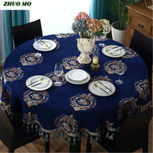 Luxury European Style Round Table Cloth with Tassel Embrodered Jacquard Table Cover Coffee House Home Decoration Tablecloth 2024 - buy cheap