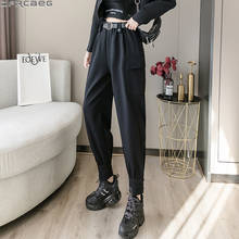 Casual Streetwear Black Women Pants New Spring Harajuku Loose Ladies Trousers With Belt Button Thin Legs Baggy Cargo Pants Femme 2024 - buy cheap