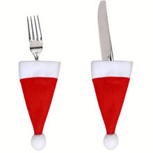 60 pcs Christmas Santa Hats Silverware Holders Knife Spoon Fork Bag Wine Bottle Cap Cover Xmas Party Dinnerware Decorations 2024 - buy cheap