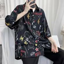 Short Sleeve Men's Shirts Hip Hop Fashion Streetwear Men Casual Trend Harajuku Men Clothing Tops Shirts Summer Men's Shirts 2024 - buy cheap