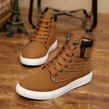 1 Pair Spring Autumn Men Shoes Fashion Warm Men Boots Autumn Leather Footwear For Man New High Top Canvas Casual Shoes 2024 - buy cheap