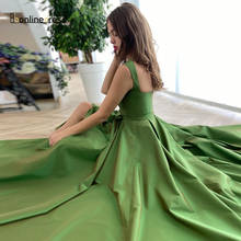 Satin Spaghetti Strap Green Prom Dress A-Line Sweetheart Backless Split Long Formal Party Evening Dress Vestido De Fiesta 2024 - buy cheap