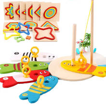 8Pcs/Set Wooden Fishing Digital Toys Baby Fish Set Column & Kids Montessori Puzzle Sorting Math Bricks Educational Game Toys 2024 - buy cheap