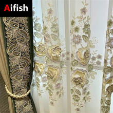 European Luxury Chenille With Embossed 3D Embroidered Lace Floral Fabrics Curtains For Living Room Romantic Blinds Drapes Rideau 2024 - buy cheap
