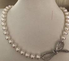 Элегантное круглое жемчужное ожерелье с южным морем 10-11 мм 18 дюймов 925s KKK 2024 - купить недорого