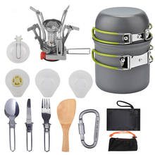 Portable Outdoor Camping Cookware Set Pot Hiking Picnic Tourist Tableware Set Cook Stove Camping Trip Cookware 2024 - buy cheap
