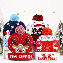 Шапка-бини для мужчин и женщин, зимние шапки в рождественском стиле, вязаные шапки со светодиодсветильник кой, шапки на Рождество, Новый год 2021 2024 - купить недорого