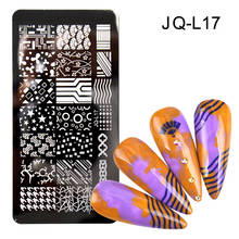 LCJ-plantillas de estampación con diseño de líneas para decoración de uñas, plantilla de impresión con diseño de frutas, hojas y flores, herramienta de imagen 2024 - compra barato
