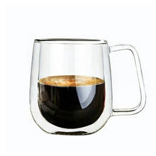 Caneca de vidro de borosilicato, parede dupla, copo de vidro, café, chá, resistente ao calor, cerveja, vinho, artesanal, copo de vidro 2024 - compre barato