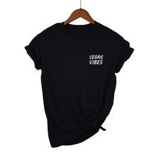 Camiseta vegana VIBES con estampado de bolsillo para mujer, camiseta divertida informal de algodón para mujer, camiseta para chica, camiseta de mayor calidad, envío directo en 13 colores 2024 - compra barato