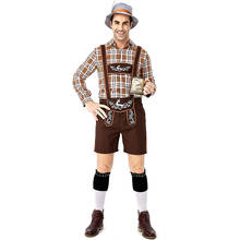 Lederhosen-Conjunto de disfraces de Oktoberfest para hombre, sombrero con tirantes, fiesta, Cosplay, camarero, juego de granjero, talla M -2XL 2024 - compra barato