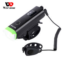 WEST BIKING-Faro delantero LED para bicicleta, bombilla con claxon recargable a través de USB, con autodetección, para ciclismo de montaña y carretera 2024 - compra barato