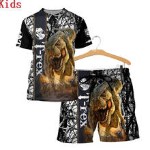 Camiseta e shorts com estampa de dinossauro love, roupa infantil engraçada de manga curta para meninos e meninas de verão, 18 2024 - compre barato