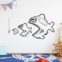 Adesivo de vinil para decoração de parede, pôster decorativo removível de peixe para sala de estar, escritório e escola 2024 - compre barato