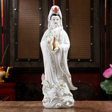 White porcelain, Guanyin Avalokiteshvara, Buddha sculpture, ceramic ornament, statue, Kwan-yin Bodhisattva height 35cm 2024 - buy cheap