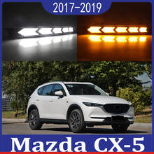 2 шт. для Mazda CX-5 CX5 2017 2018 2019 светодиодный дневные ходовые огни DRL с отверстием для противотуманной фары желтый указатель поворота 2024 - купить недорого