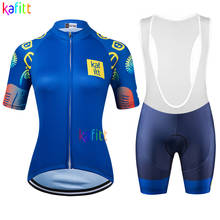 2021 Kafitt Blue Women's Bib Short Sleeve Jersey Sets Professional MTB Cycling Clothing Go Pro  Ropa Ciclismo Triathlon Uniform 2024 - buy cheap