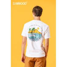SIMWOOD 2021 летняя новая мужская футболка с принтом острова, топы для отдыха, модная повседневная футболка из 100% хлопка, тонкие дышащие футболки размера плюс 2024 - купить недорого