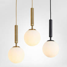 Luces colgantes Led E14 minimalistas, lámpara colgante de cristal de Metal dorado/Negro, accesorios de iluminación interior para comedor 2024 - compra barato