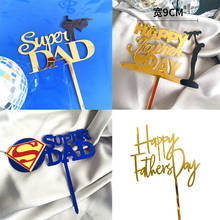 New Best Dad Ever Acrylic Cake Topper Gold Father's Birthday Cupcake Topper Flags for Papa Daddy Birthday Party Cake Decorations 2024 - buy cheap