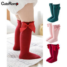 Christmas Red Sock Baby Clothing New Kids Toddlers Girls Big Bow Knee High Soft Cotton Lace Baby Socks Bowknot 100% Cotton Socks 2024 - buy cheap
