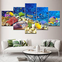 Home Decoration Print Canvas 5 Panel Marine Animals Painting Wall Art Poster Modular Picture Framed For Bedside Background 2024 - buy cheap